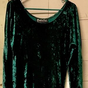 Emerald Green Velour Long Evening Dress